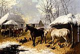 John Frederick Herring, Jnr A Farmyard Scene In Winter painting